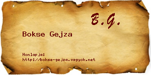 Bokse Gejza névjegykártya